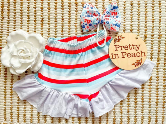 RTS 12/18 Stripes Ruffle Shorts